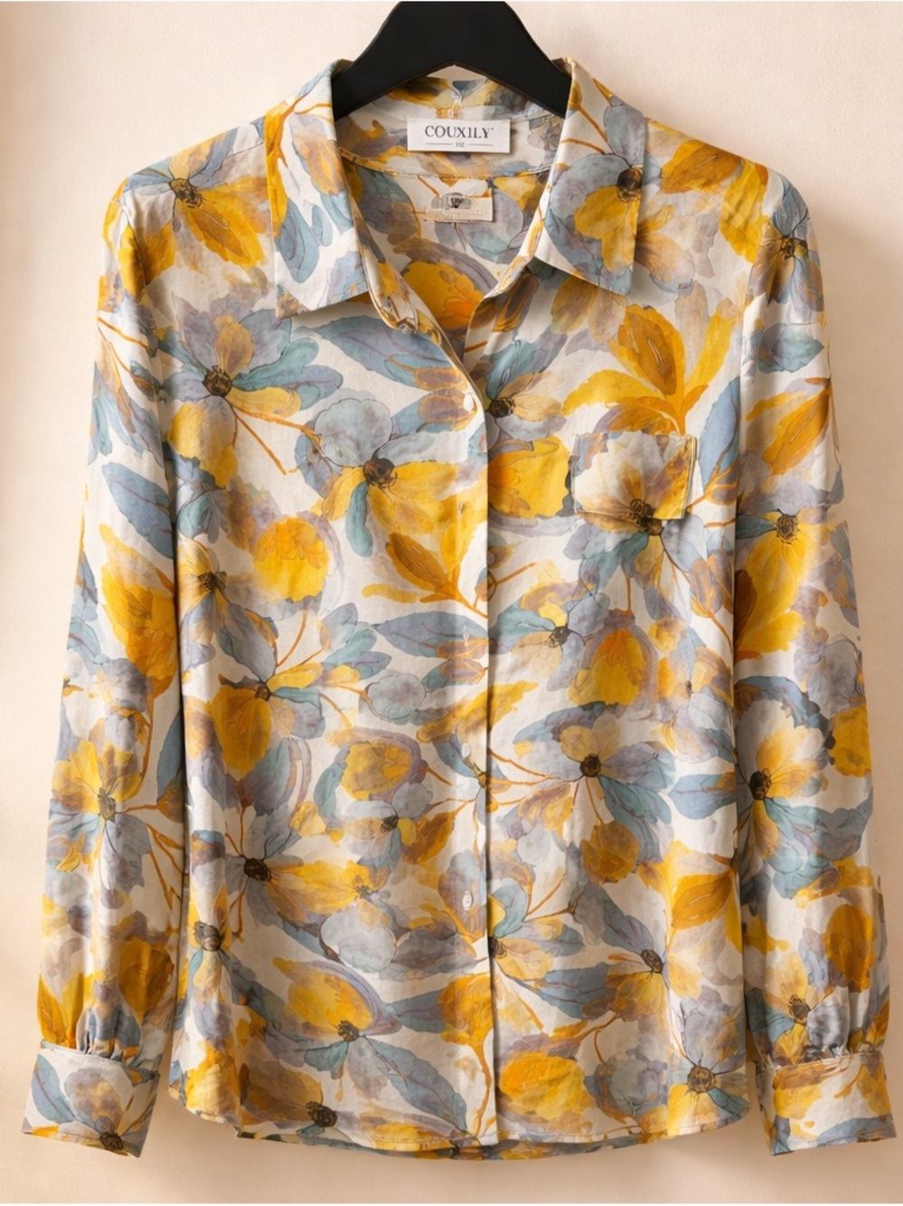 Yellow Floral Button-Down Shirt